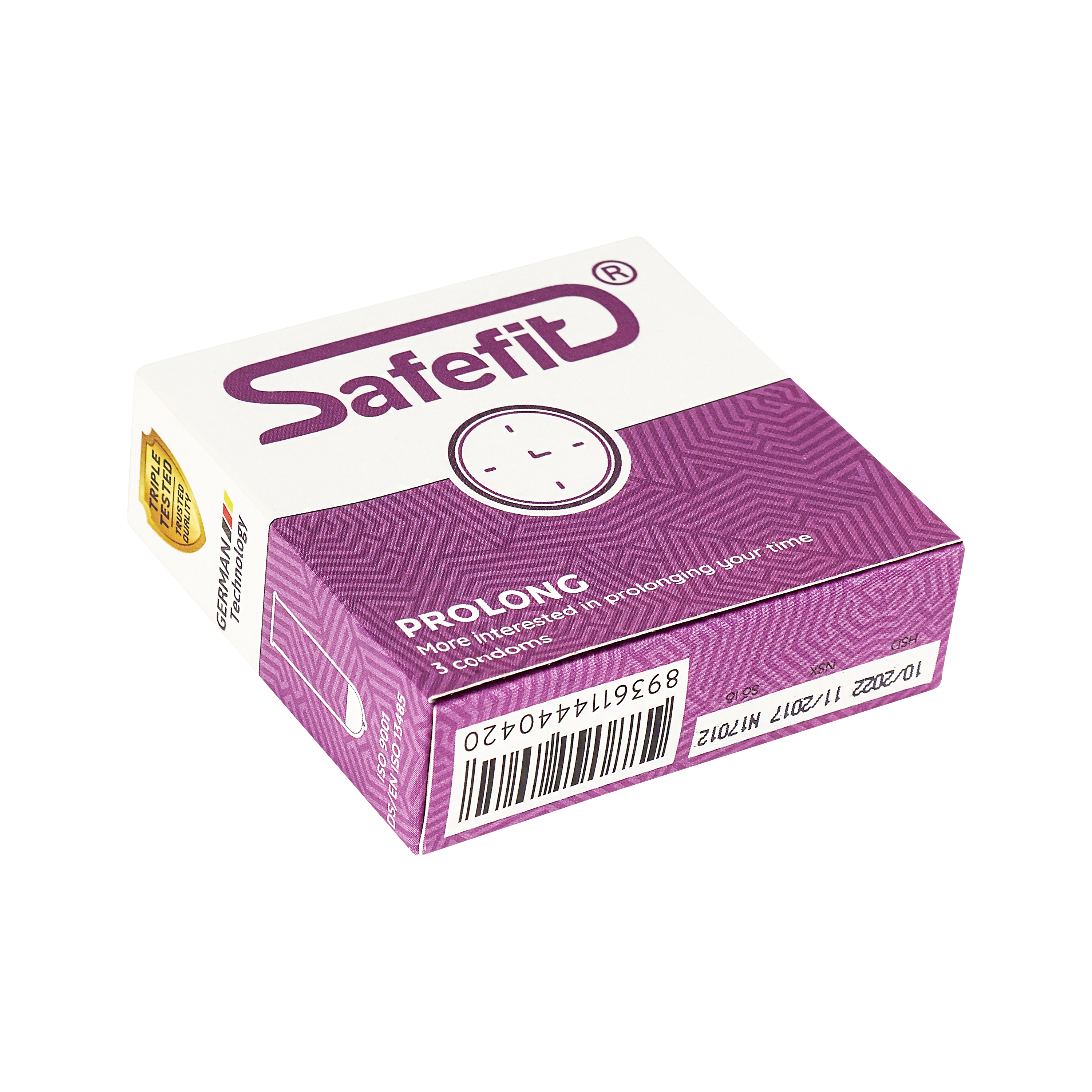Bộ 3 bao cao su Safefit siêu mỏng kéo dài thời gian Prolong - hộp 3 chiếc