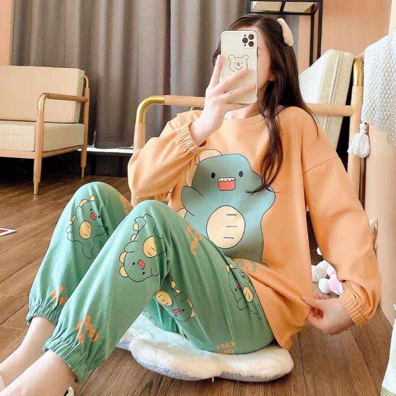 Đồ Bộ Thun Tay Dài Quảng Châu - Pijama Quần Dài - Đồ Mặc Ở Nhà Họa Tiết Hoạt Hình Dễ Thương bộ đồ ngủ, set bộ mặc nhà, đồ bộ mặc nhà, đồ ngủ nữ Quảng Châu