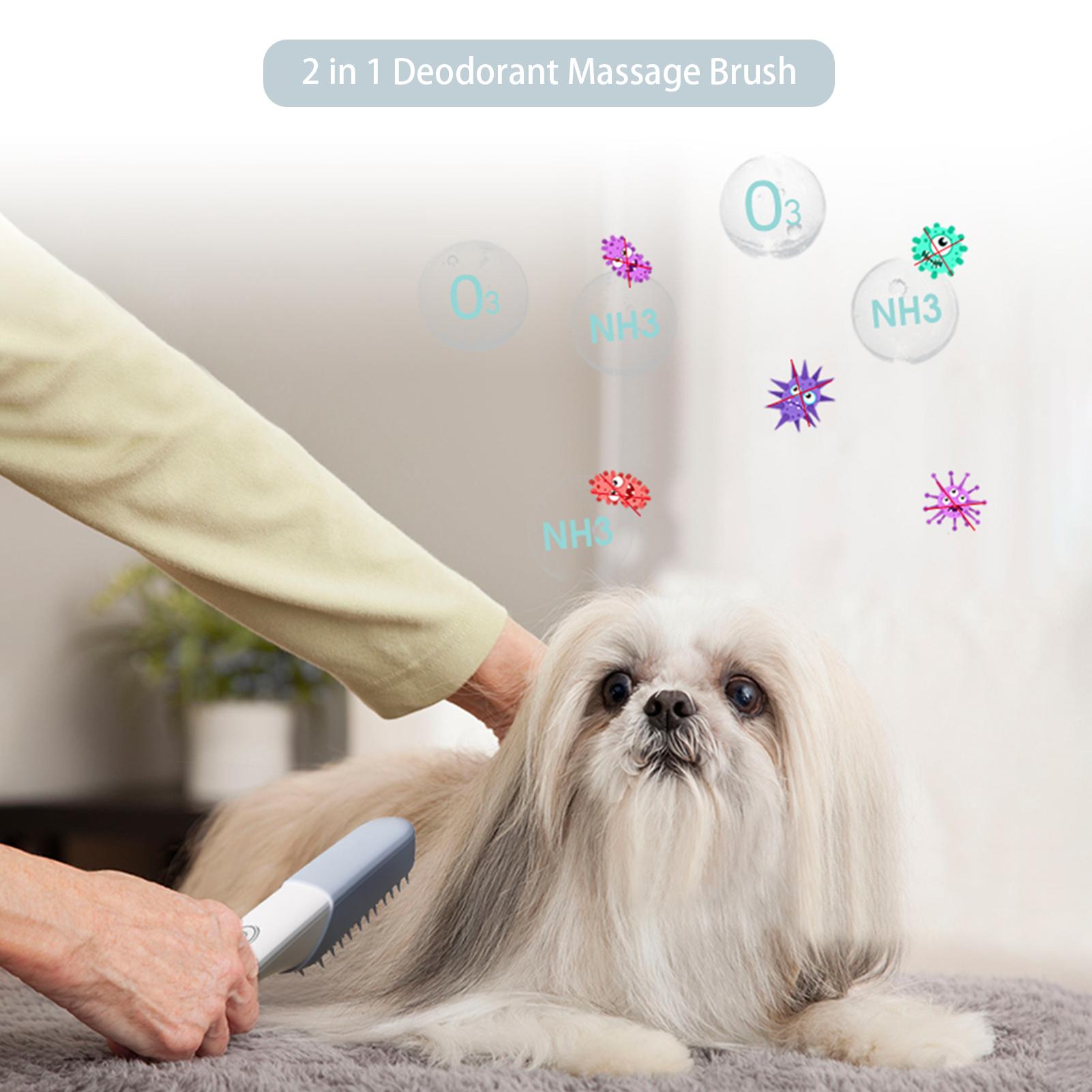 Bàn chải massage 2 trong 1 có chức năng khử mùi, lược silicon mềm để chải lông cho thú cưng