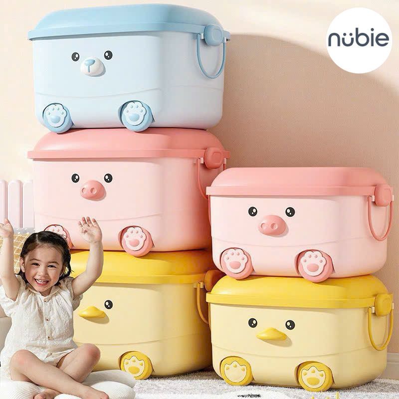 Thùng Đựng Đồ Chơi Cho Bé Nubie, Hộp Đựng Đồ Dùng Đa Năng Có Bánh Xe Cho Bé, Mặt Bàn Chơi Lắp Ráp