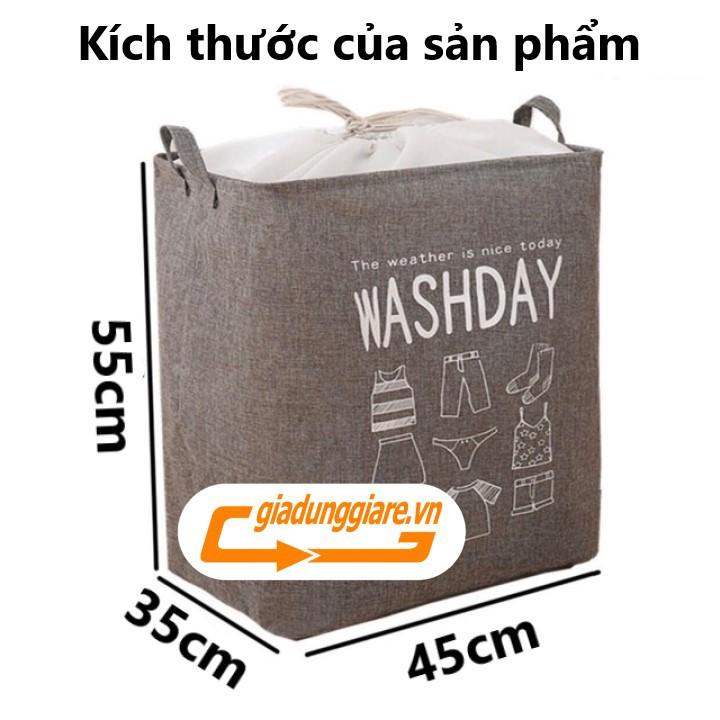 Túi đựng chăn mền drap quần áo Washday vải vintage giỏ đựng cất đồ có quai xách chống ẩm chống bụi