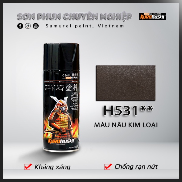 Sơn Samurai - MÀU NÂU KIM LOẠI H531 (400ml)