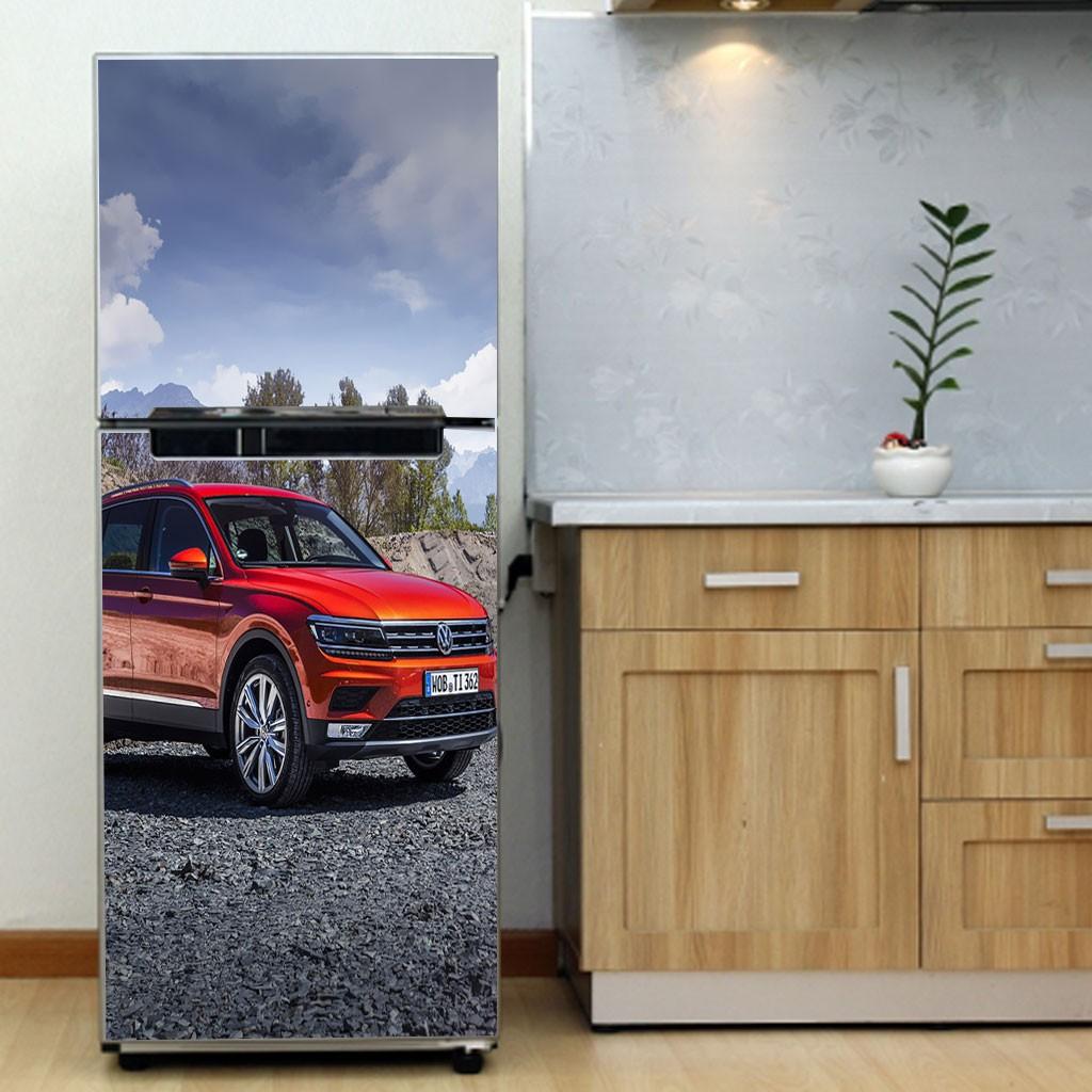 Decal trang trí tủ lạnh mẫu xe hơi đẹp chất liệu chống thấm cao cấp