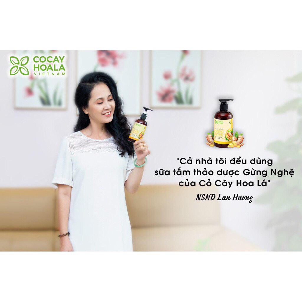 Combo 2 chai sữa tắm thảo dược gừng nghệ Cỏ Cây Hoa Lá Phòng cảm tránh gió – Bảo vệ sức khỏe cho cả gia đình