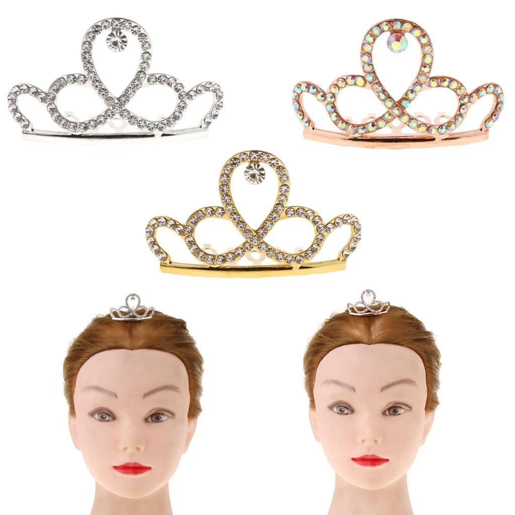 Mini Rhinestone Drop Crown Tiara Wedding Banquet Hair Jewelry Silver