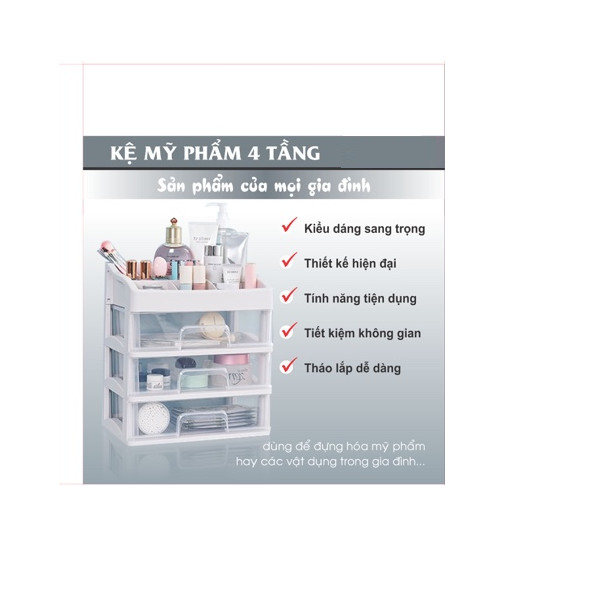 Kệ Mỹ Phẩm 4 Tầng Kiểu Dáng Sang Trọng Tiết Kiệm Không Gian