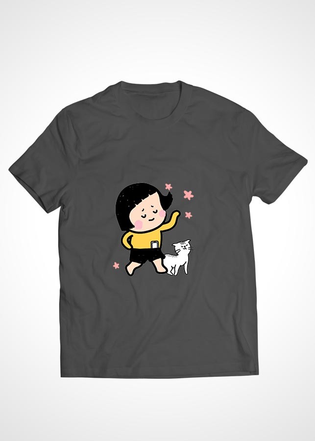 Áo thun cặp đôi Cotton màu xám in hình mẫu 29