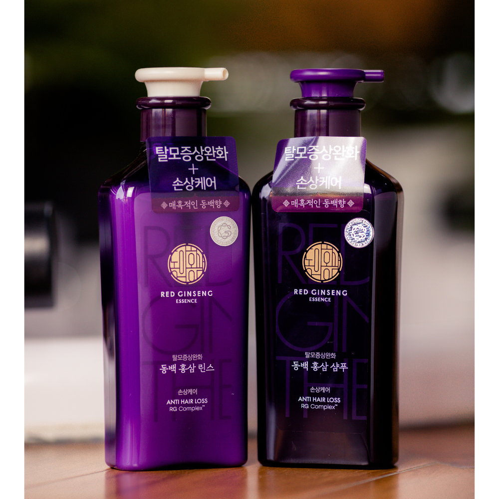 Cặp Dầu Gội Xả Ngăn Ngừa Rụng Tóc, Phục Hồi Tóc Hư Tổn Nặng Kerasys Dong Ui Hồng Sâm Hoa Trà 500ml*2