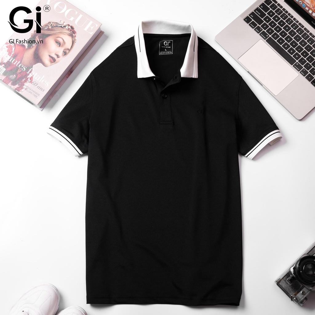 Áo polo nam GI màu đen, chất liệu cá sấu Poly