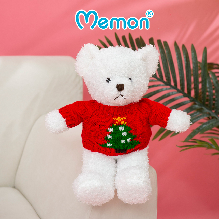 Gấu bông Teddy Head Tales Aó Noel 40cm Cao Cấp Memon