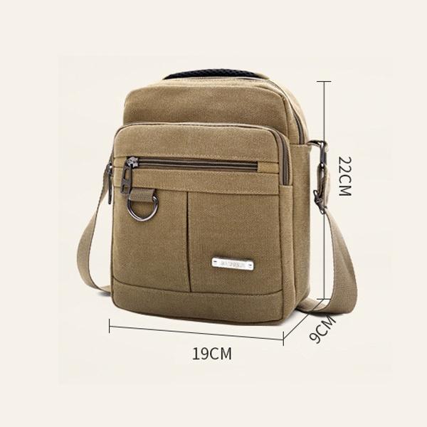 Túi Đeo Chéo Mini Bag Nam nữ Unisex đựng Ipad Mini Vải Canvas Nhập Khẩu Màu Đen/Kaki T24 - Kaki