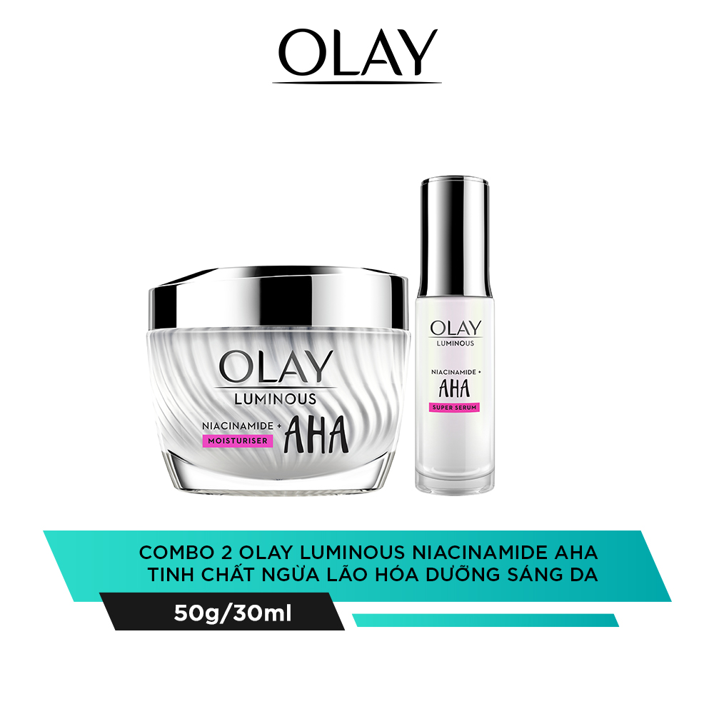 Combo 2 OLAY Luminous Niacinamide AHA Chất Ngừa Lão Hóa 30ML Dưỡng Sáng Da 50G