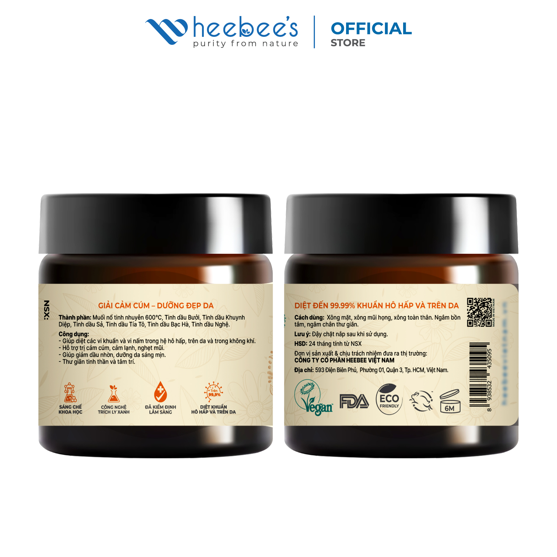Muối Xông Thảo Dược GIải Cảm &amp; Làm Đẹp Heebee's 100G