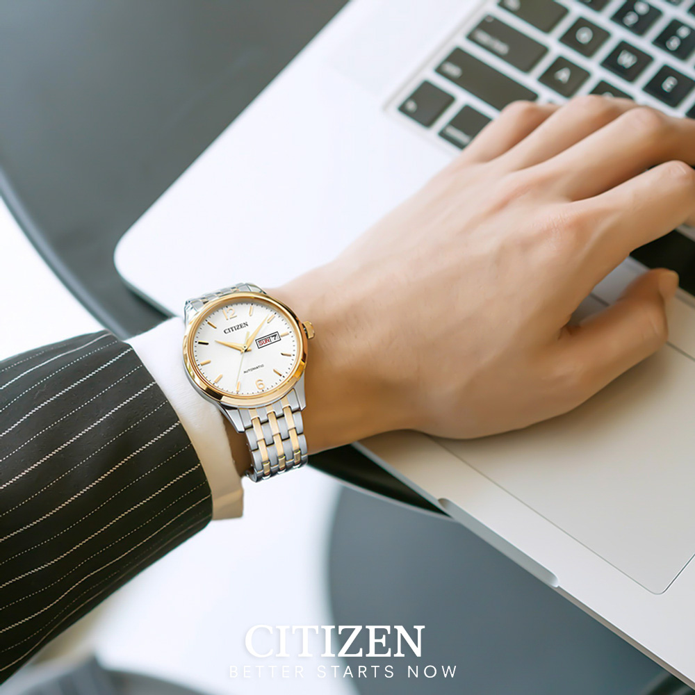 Đồng Hồ Nam Citizen Dây Thép Không Gỉ NH7504-52A - Mặt Trắng (Sapphire)