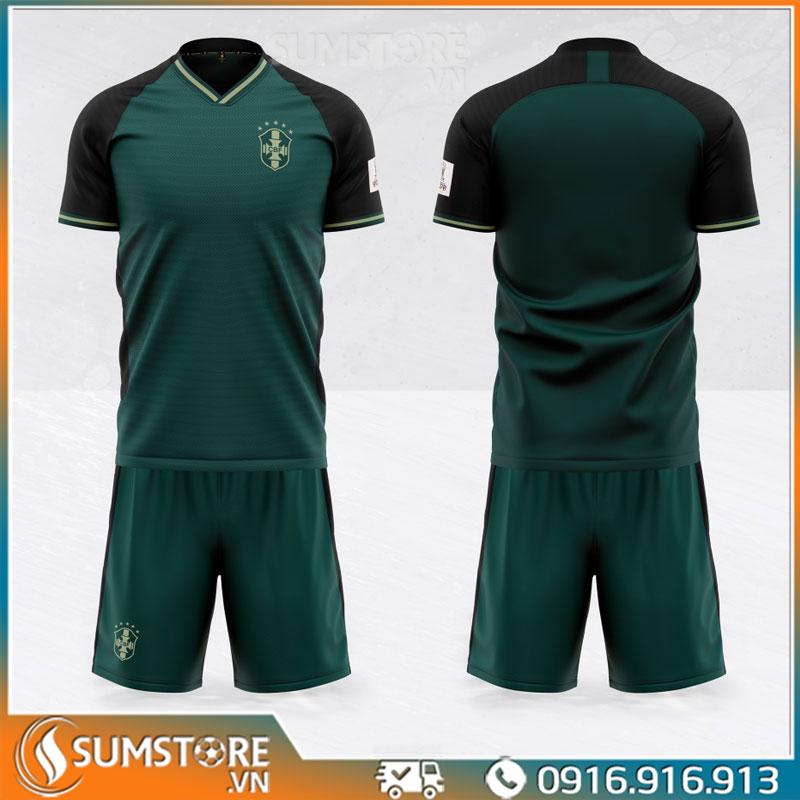 Quần áo đá banh Tuyển Brazil Xanh Rêu - Đồ đá bóng WC 2022