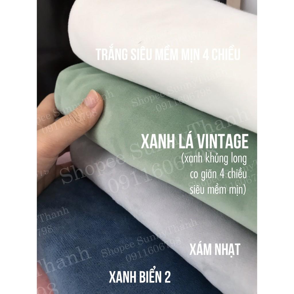 CO GIÃN XANH 5040 Vải may thú bông co giãn 4 chiều huggies Xanh vải nhung mịn mượt chất lượng cao