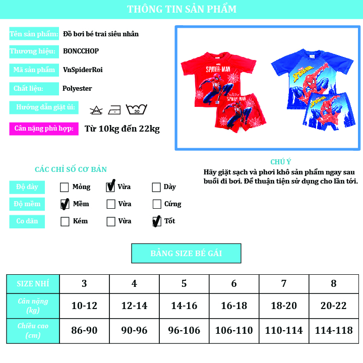Đồ bơi siêu nhân cho bé trai size từ 10kg đến 45kg