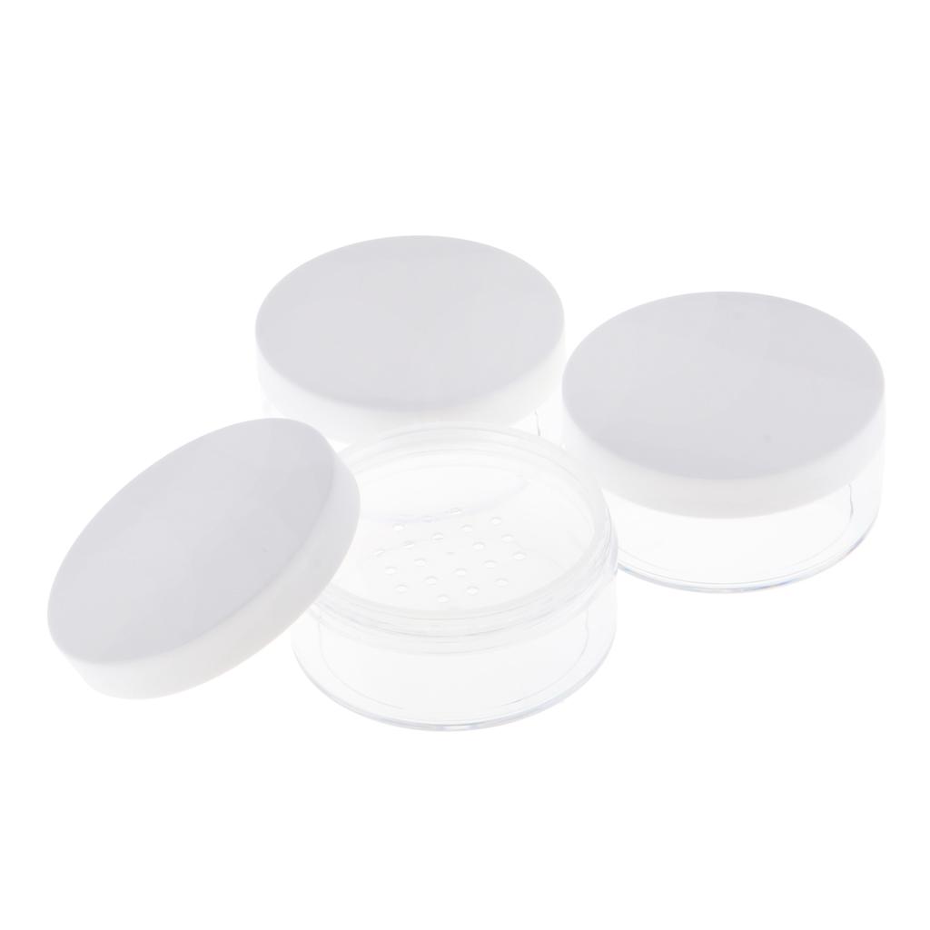 3x Loose Powder Container Powder Puff Case Powder Makeup Storage Jars White