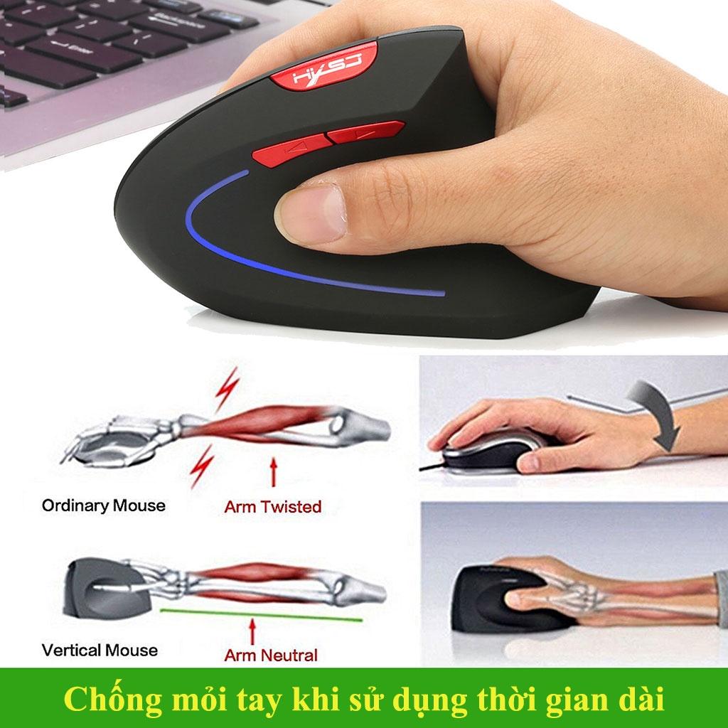 Chuột không dây kiểu đứng HXSJ T22 Sạc pin wireless USB 2.4GHz chống mỏi tay dùng cho pc laptop táo tablet tivi - hàng chính hãng