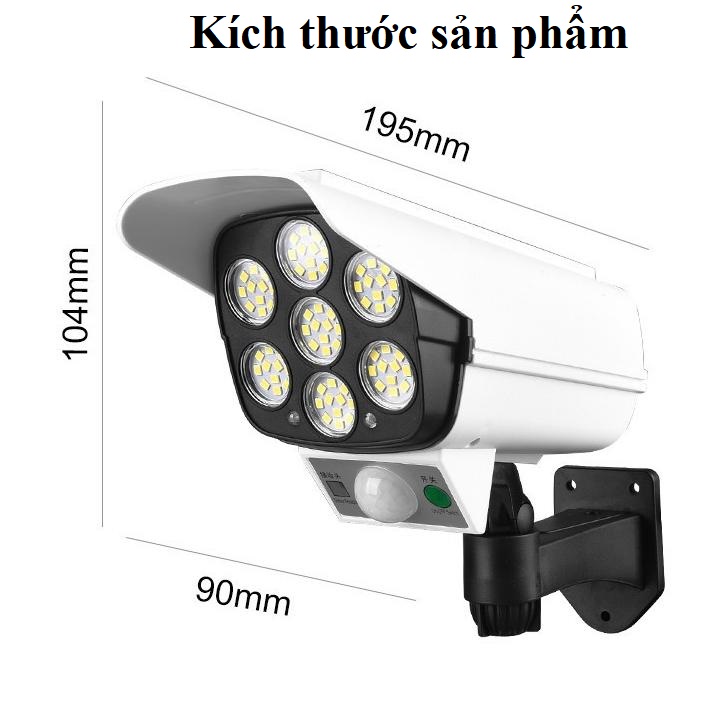 Đèn năng lượng mặt trời 77 Led Dạng Camera Cảm biến chuyển động ban đêm Tặng kèm điều khiển remove