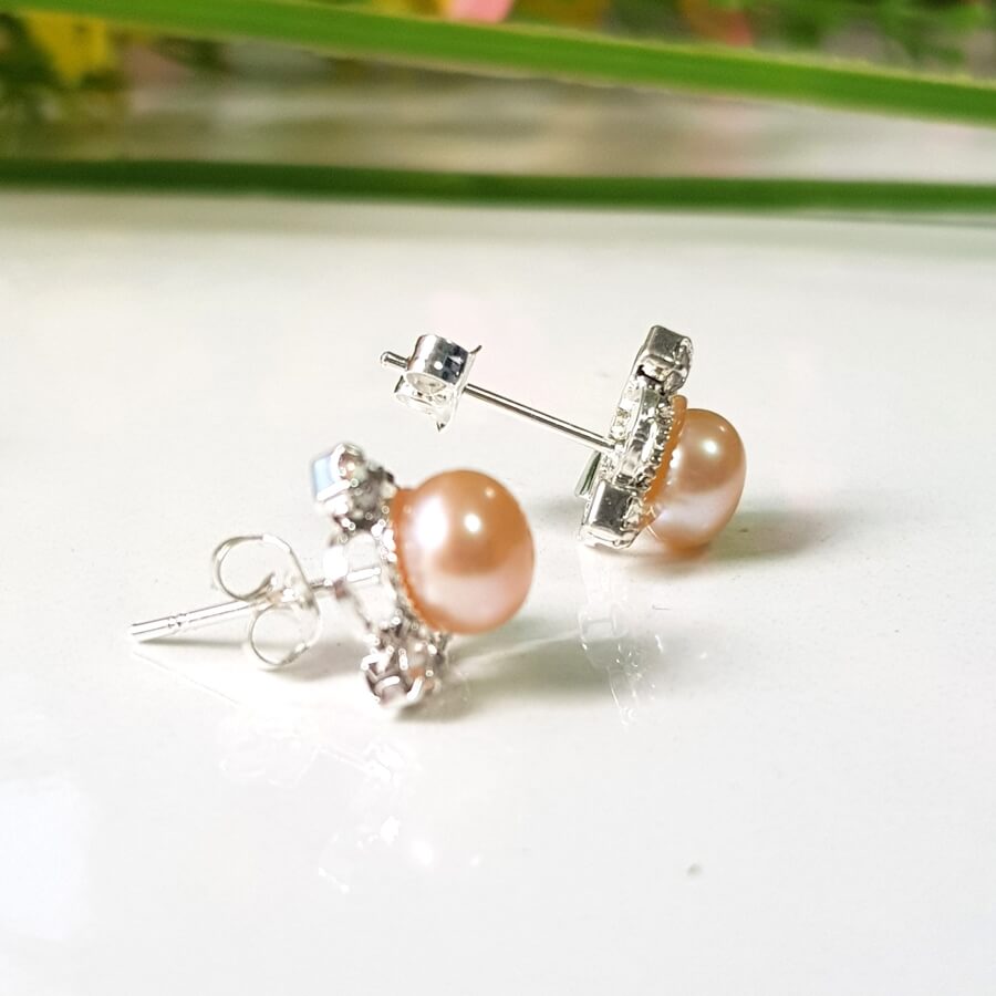 Bông Khuyên Tai Ngọc Trai Kiểu Nụ Cánh Sen - Trang Sức Cô Tấm - Lotus Pearl(6ly) - CTJ6806