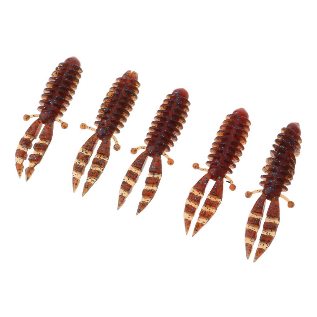 5 Pieces Bionic Soft Bubble Artificial Fishing Baits Set Brown