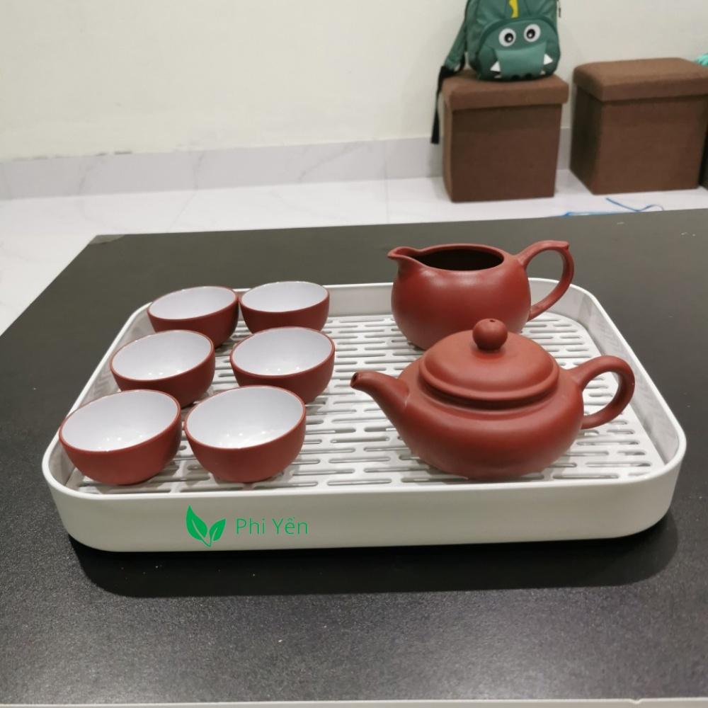 Bộ ấm trà quà tặng tử sa rất kín combo hấp dẫn gồm ấm trà, tống trà, chén trà tử sa siêu đẹp