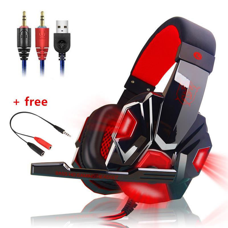 PC780 Tai Nghe Tai Nghe Chụp Tai Có Dây Game Thủ Tai Nghe Âm Thanh Stereo Tai Nghe Có Mic LED Cho Máy Tính PC PS4 Game Thủ Tai Nghe