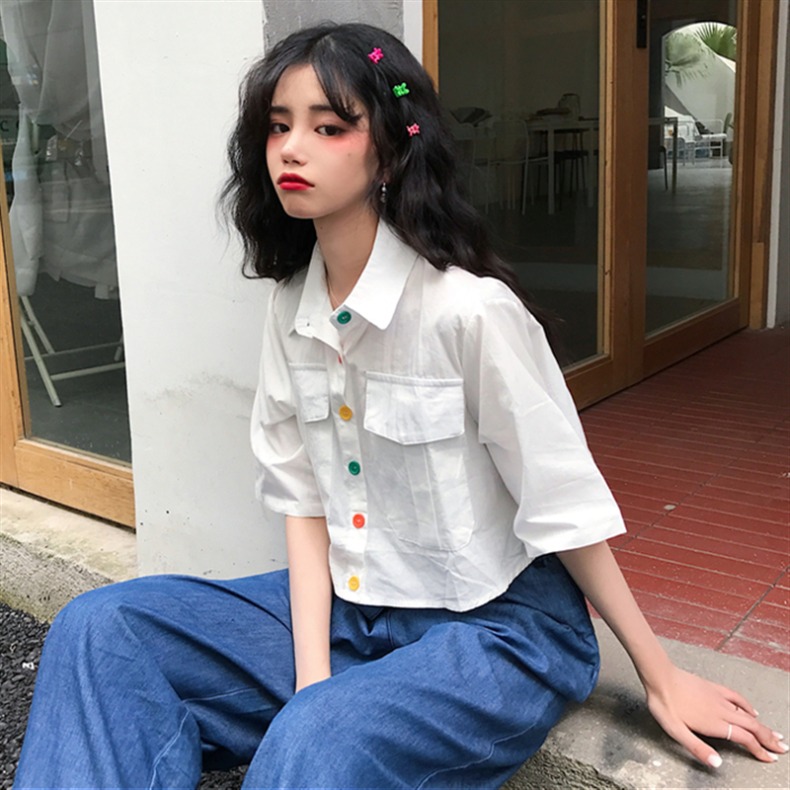 Áo kiểu croptop sơ mi Ulzzang Quảng Châu ASC95