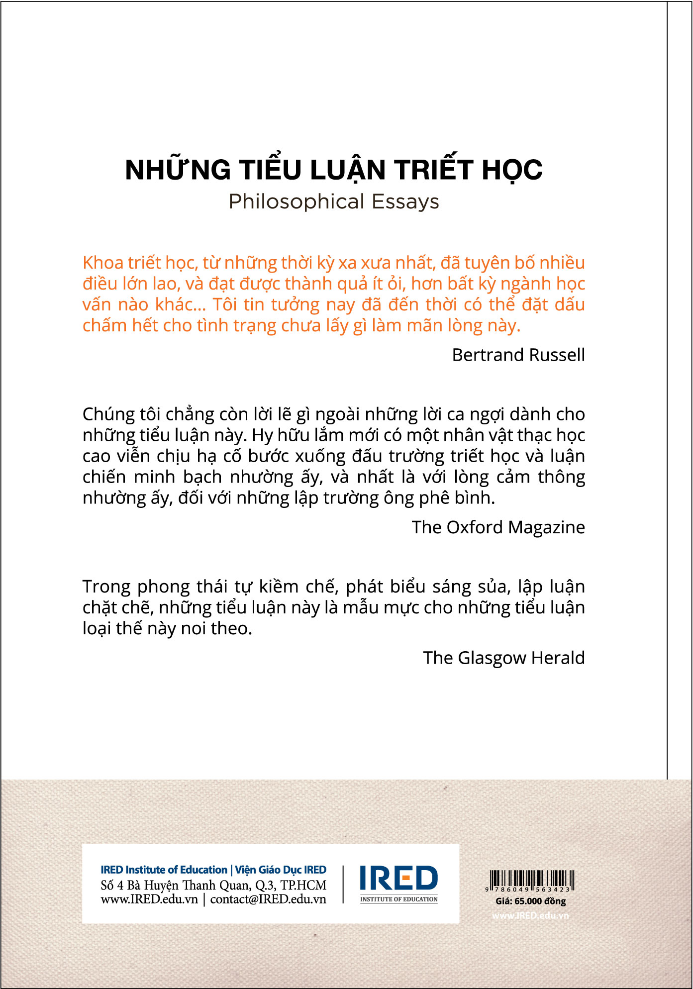 NHỮNG TIỂU LUẬN TRIẾT HỌC (Philosophy Essays) - Betrand Russell - Huỳnh Duy Thanh dịch - (bìa mềm)