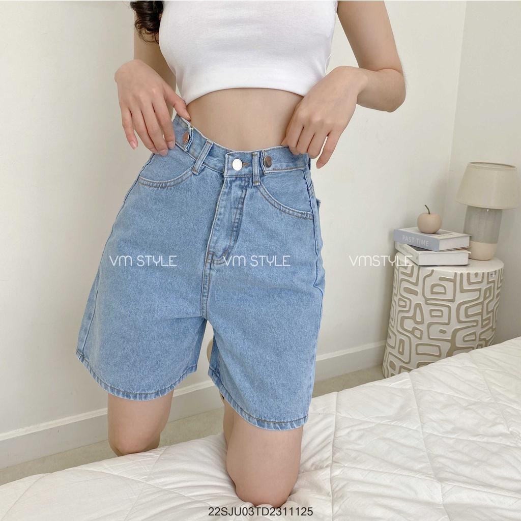 Quần short jean nữ VM STYLE bò lửng ống rộng cạp cao cá tính -064-22SJU03TD2311