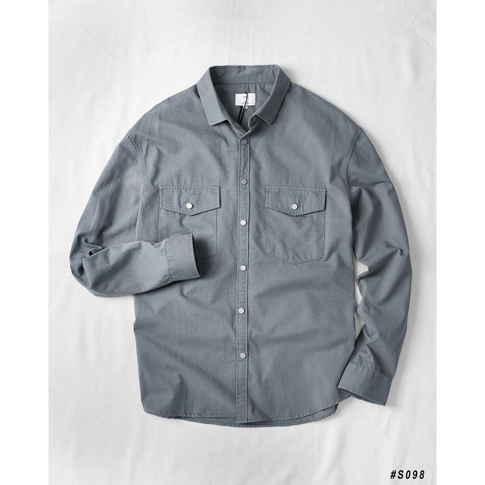 Áo Sơ Mi Nam Cao Cấp DENIMST S098 Chất Cotton Kaki Dáng Suông