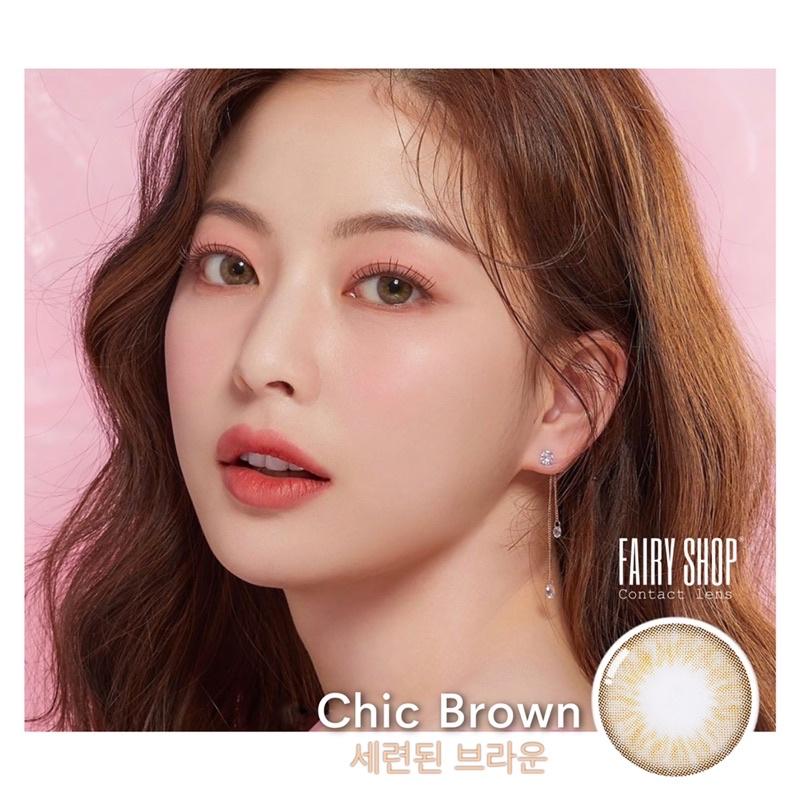 Kính Áp tròng Chic Brown 14.0MM - Kính Áp Tròng FAIRY SHOP CONTACT LENS độ 0 đến 8 Silicone Hydrogel Lens Cho Mắt Thở