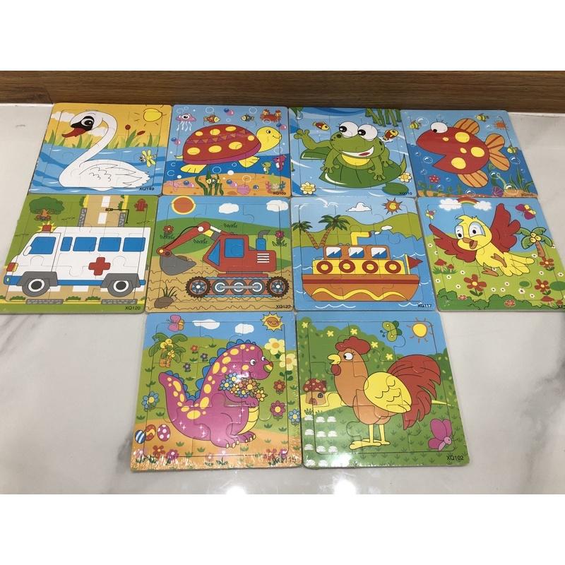 Đồ chơi Ghép hình puzzle tranh ghép gỗ an toàn 9 mảnh xếp hình con vật, phương tiện giúp bé thông minh