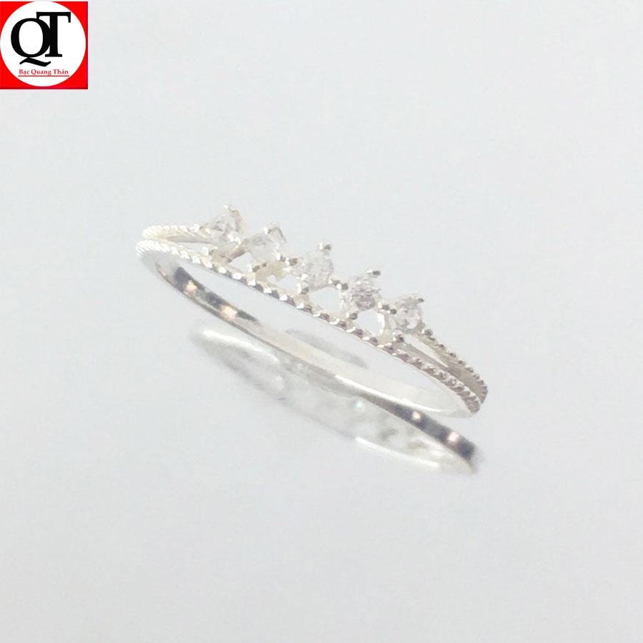 Nhẫn nữ thời trang gắn đá rico cao cấp chất liệu bạc ta trang sức Bạc Quang Thản – QTNU87