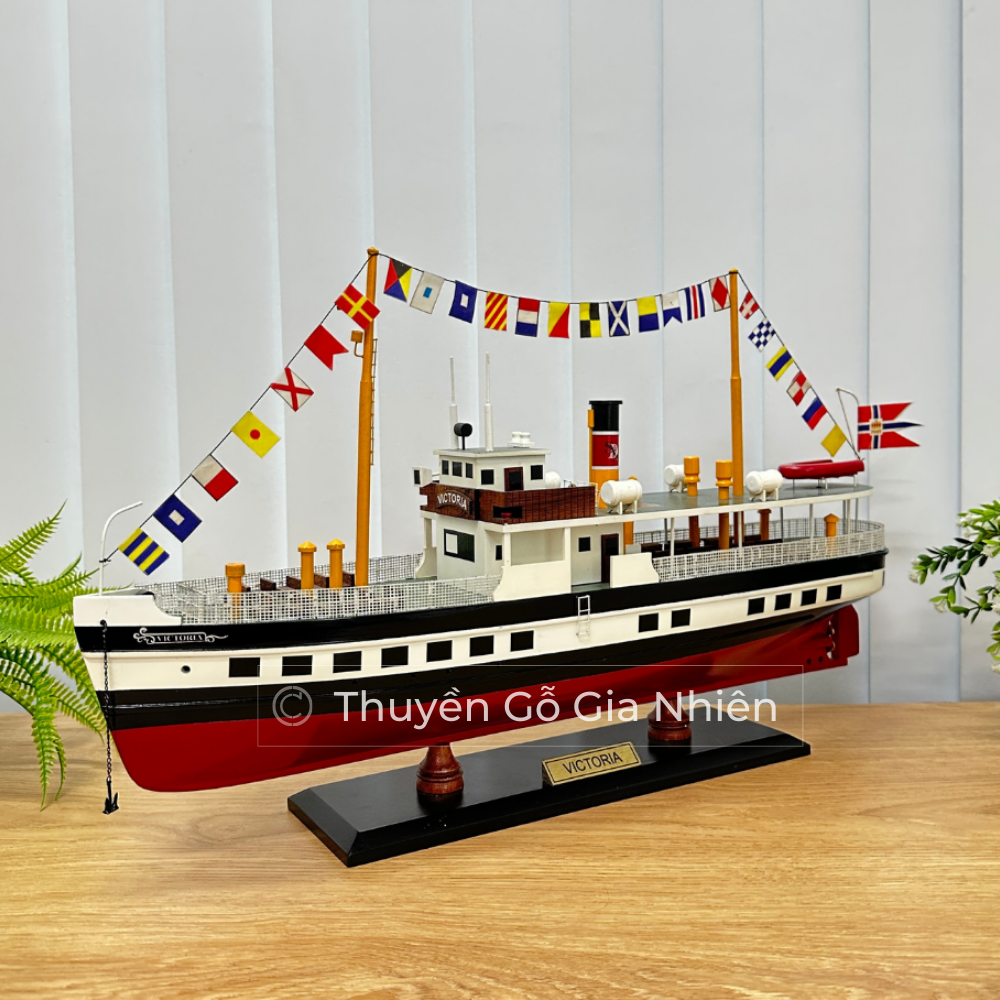 Mô Hình Thuyền Gỗ Phong Thủy Gia Nhiên, Thuyền Du Lịch Gỗ VICTORIA, Dài 50cm, Thuyền Trang Trí Xuất Khẩu Chất Lượng Cao