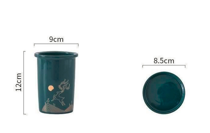 BỘ 3 ỐNG CẮM ĐŨA BẰNG SỨ KÈM GIÁ ĐỠ KIM LOẠI MẠ VÀNG CAO CẤP - VD126
