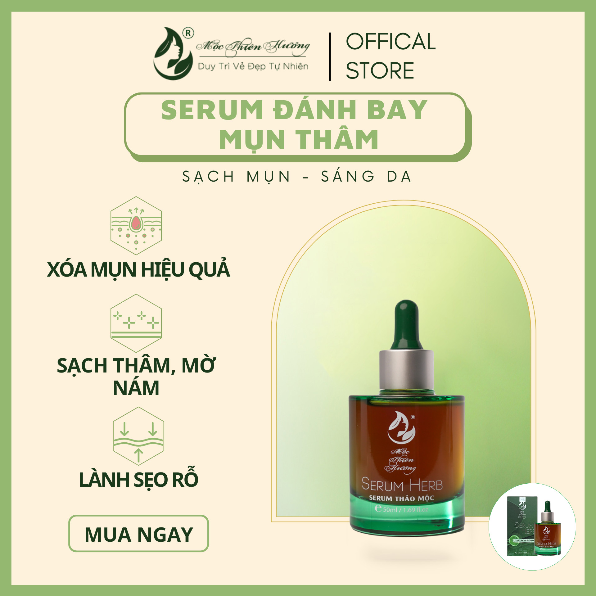 Serum Ngừa Mụn, Giảm Thâm, Dưỡng Sáng, Se Khít Da Từ Serum Thảo Mộc 50ml | Mộc Thiên Hương