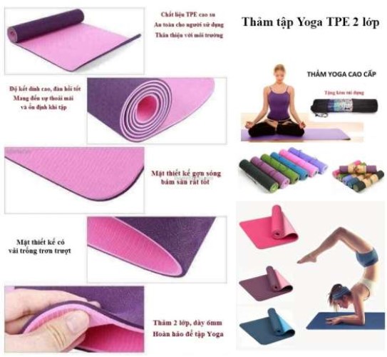 Thảm tập yoga 6mm 2 lớp cao cấp HENRYSA