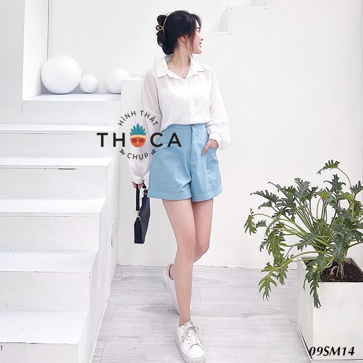 Áo sơ mi voan tay phồng tặng kèm áo 2 dây croptop THOCA HOUSE 2 màu đen, trắng chuẩn style Hàn freesize dưới 56kg