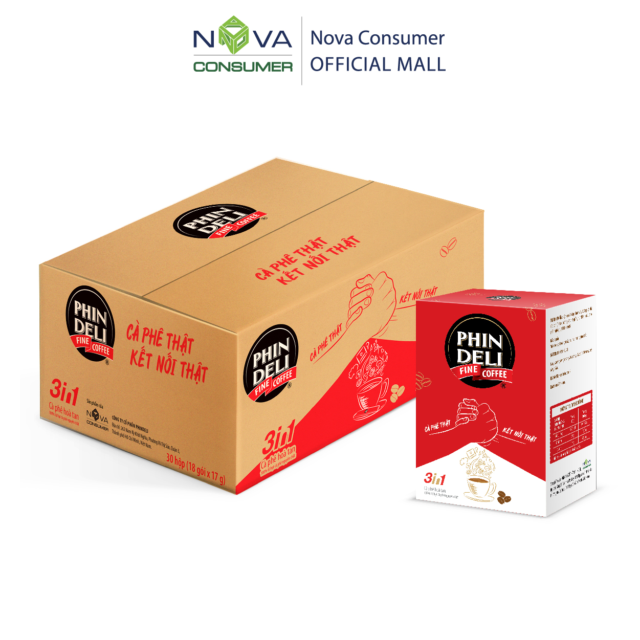 Thùng 30 hộp Cà Phê Hòa Tan PhinDeli 3in1