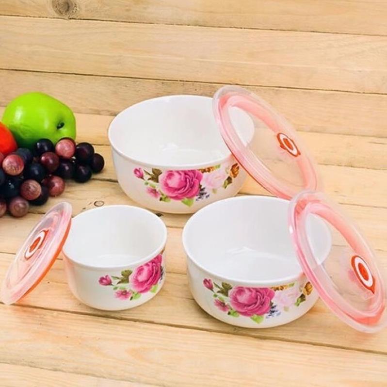 Bộ 3 Thố Sứ Lạnh Cao Cấp Có Hút Chân Không Hộp Đựng Sang Trọng