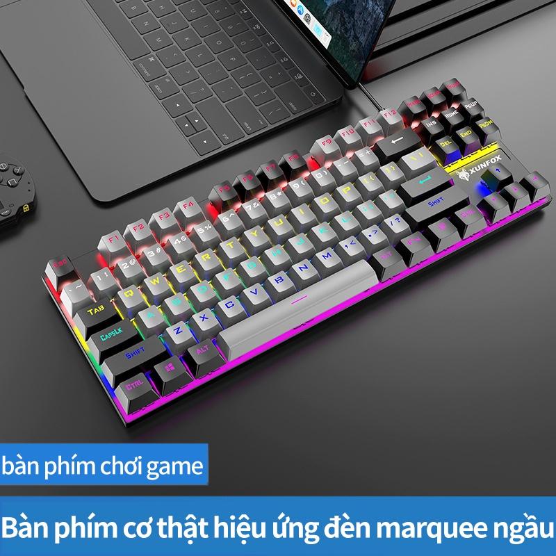 Bàn phím cơ K80 có dây trục màu xanh lá cây, bề mặt kim loại phát sáng dùng cho laptop máy tính cây chơi game