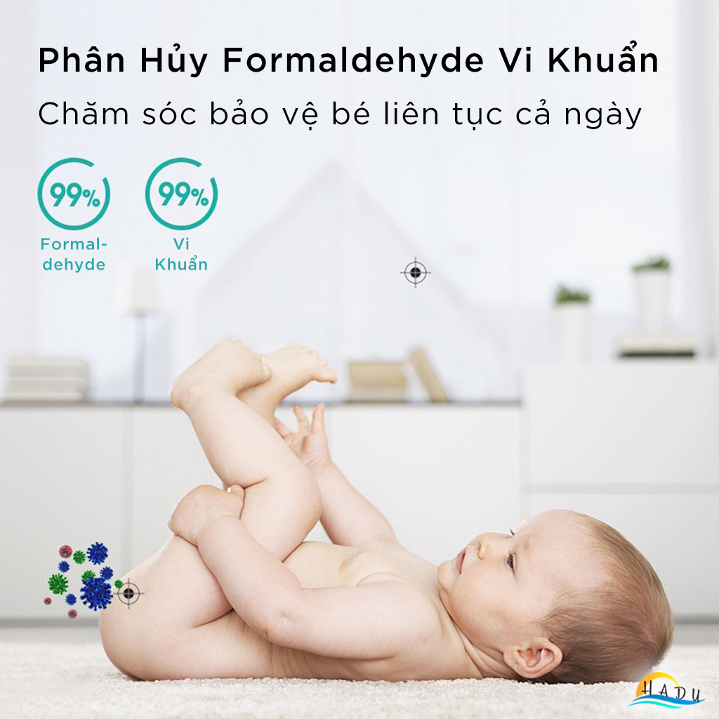 Máy Khử Mùi Nhà Vệ Sinh Phòng Khách Chó Mèo Diệt Khuẩn Ozone Lọc Không Khí Ion Âm Cao Cấp HADU
