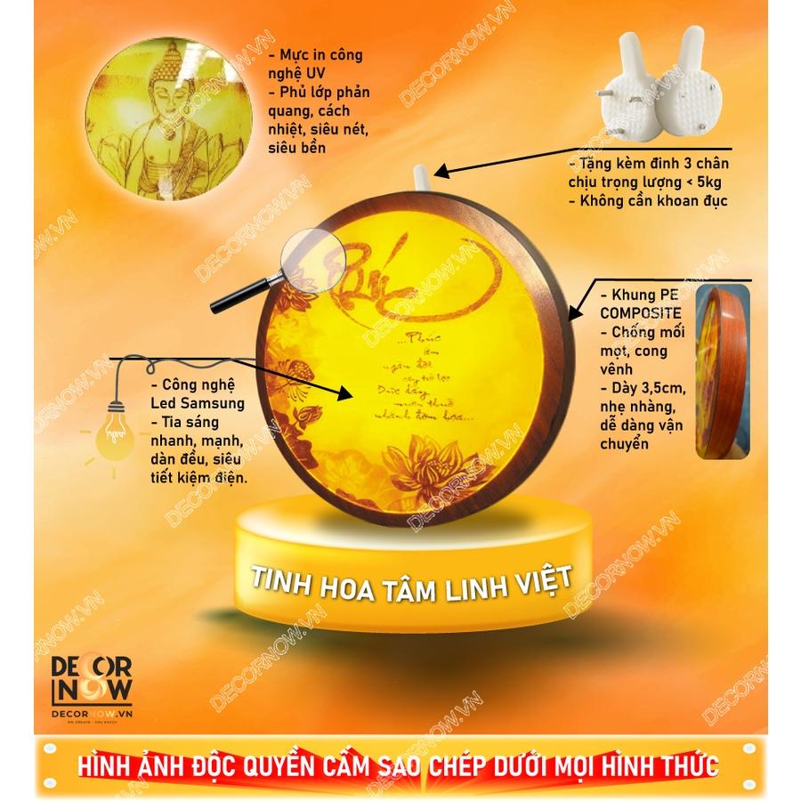 Đèn Hào Quang Phật In Tranh Trúc Chỉ DECORNOW 30,40 cm, Trang Trí Ban Thờ, Hào Quang Trúc Chỉ HOA SEN DCN-TC183