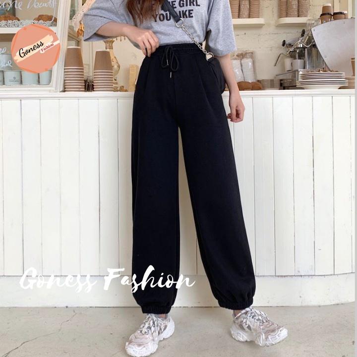 Quần jogger nữ Goness ống rộng dáng dài jongger bo gấu chất nỉ phong cách trẻ trung JG11