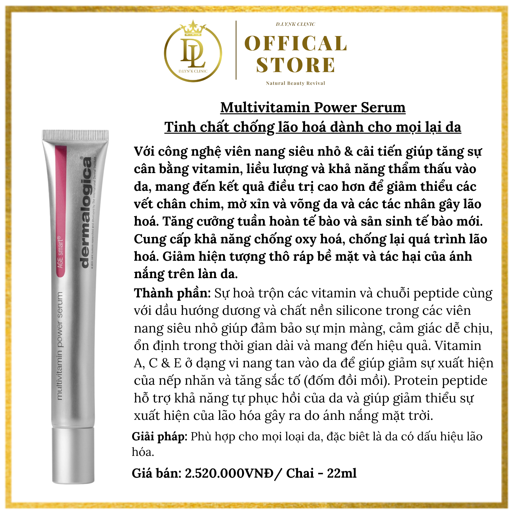 Tinh chất chống lão hóa dành cho mọi loại da Dermalogica Multivitamin Power Serum 22ml