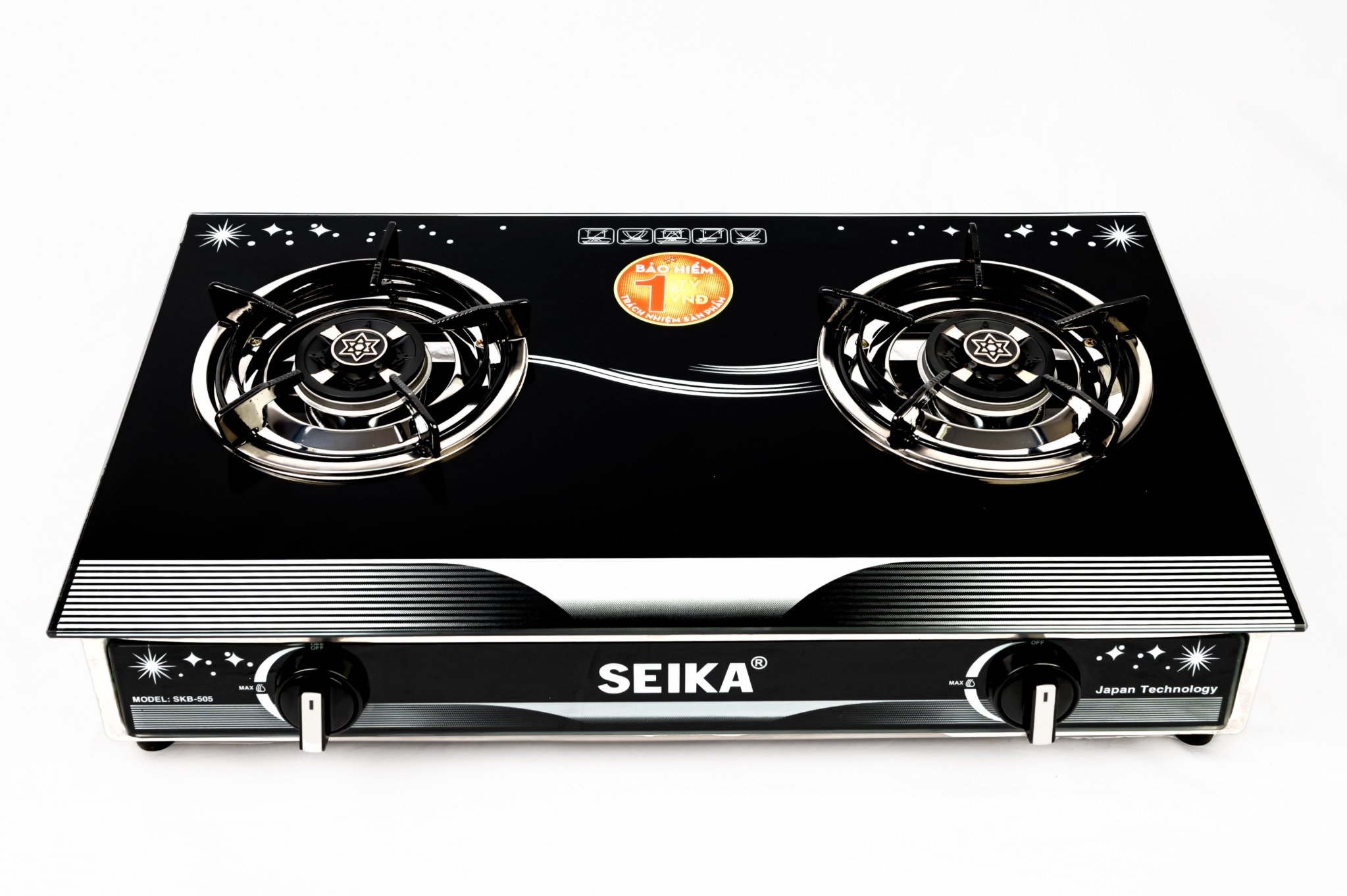 Bếp Gas Đôi Mặt Kính Sen Đồng Seika SKB505 - Hàng Chính Hãng