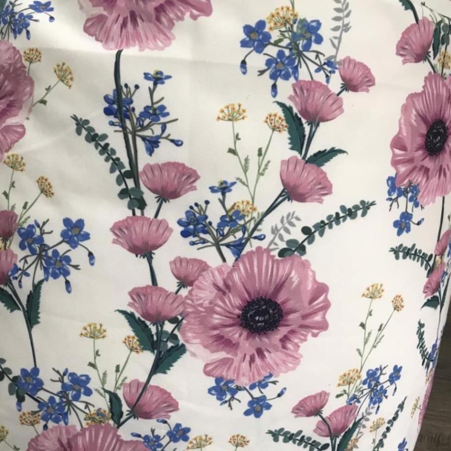 Ghế lười họa tiết hoa hồng Babykid, cỡ M, chất vải thô Nhật mix kaki chun (đã có sẵn hạt xốp)