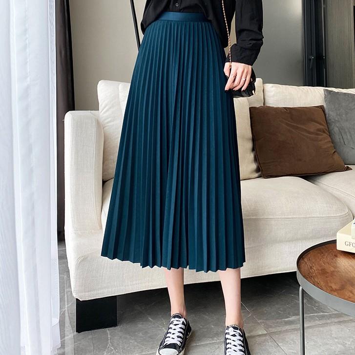 Chân váy xếp ly dáng dài hàng QC